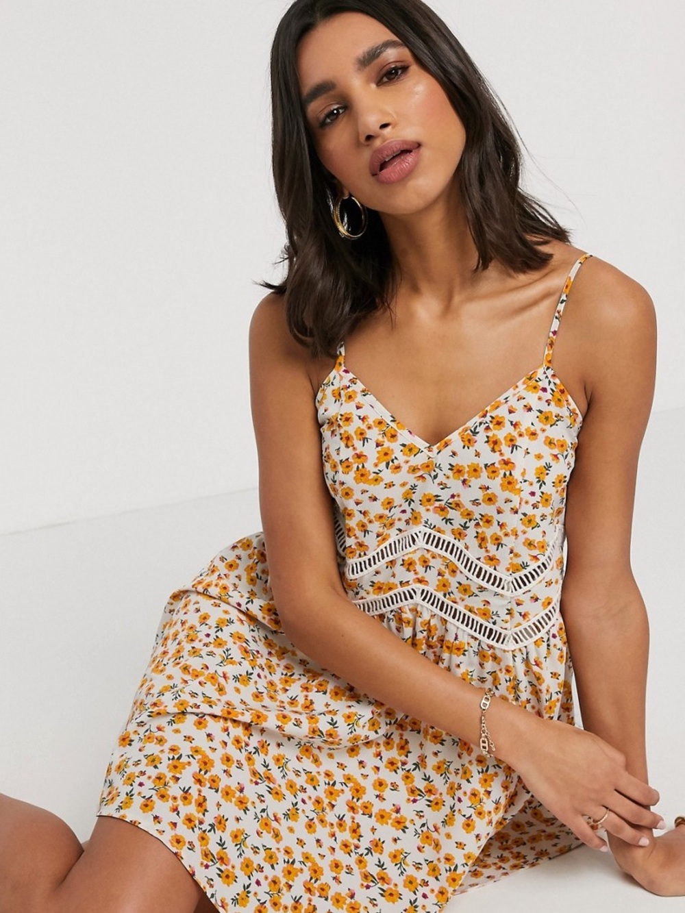 ASOS floral cutout chest strappy dress